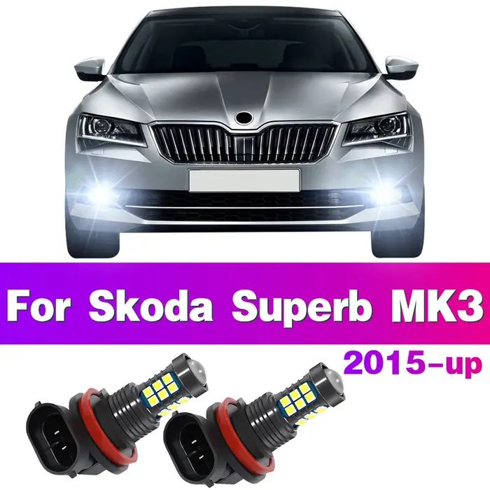 Ampoule LED antibrouillard avant de voiture, 2 pièces, pour Skoda Superb MK3 2015 – 2020 2016 2017 2