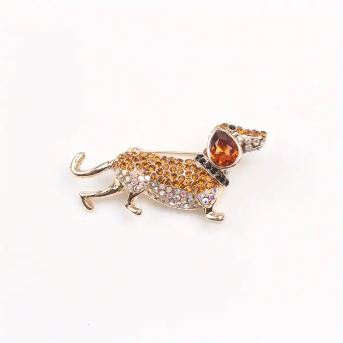 Broche chien du zodiaque, mode créative, pleine de rhinrhinaute, Animal mignon, teckel, chien
