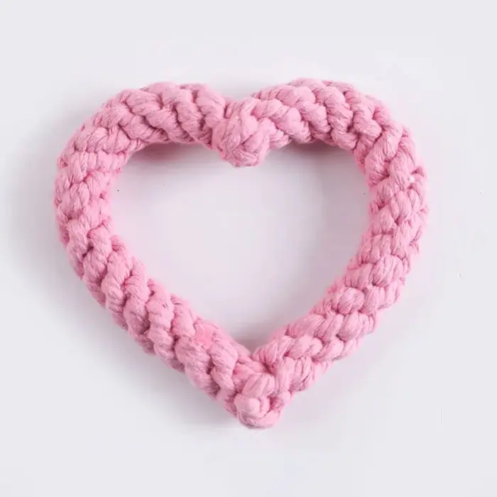 Jouet à mâcher pour chien en forme de cœur, Durable, tissé à la main, idéal pour toutes les races, n