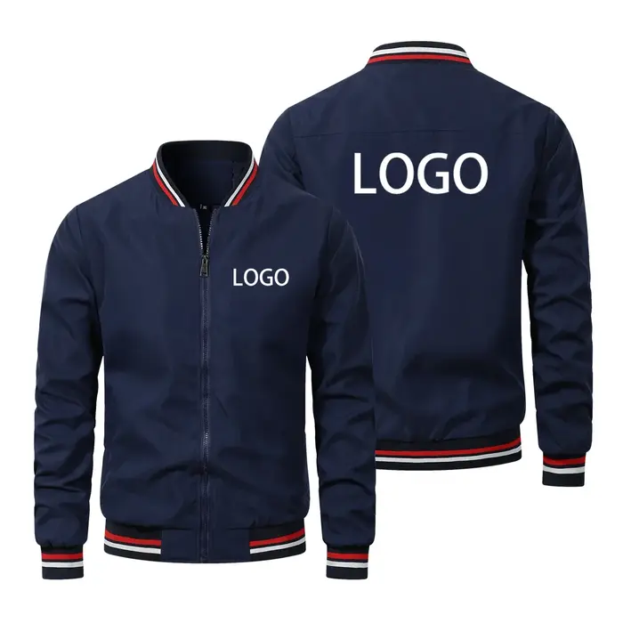 Logo personnalisé hommes vestes marque printemps automne coupe-vent impression manteau à glissière c