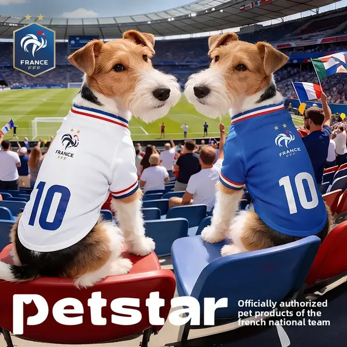 Maillot respirant pour animaux de compagnie équipe de football française élégant pour chats chiens et chiots petits races confortable été sec et propre pour promenades occasions spéciales
