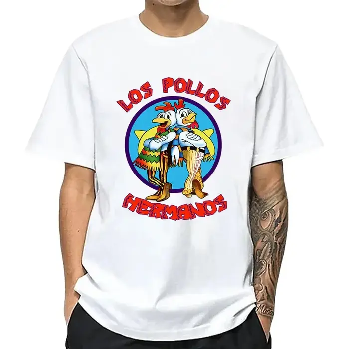 Été à manches courtes hommes de haute qualité T-shirt 100% coton Breaking Bad LOS POLLOS imprimer dé