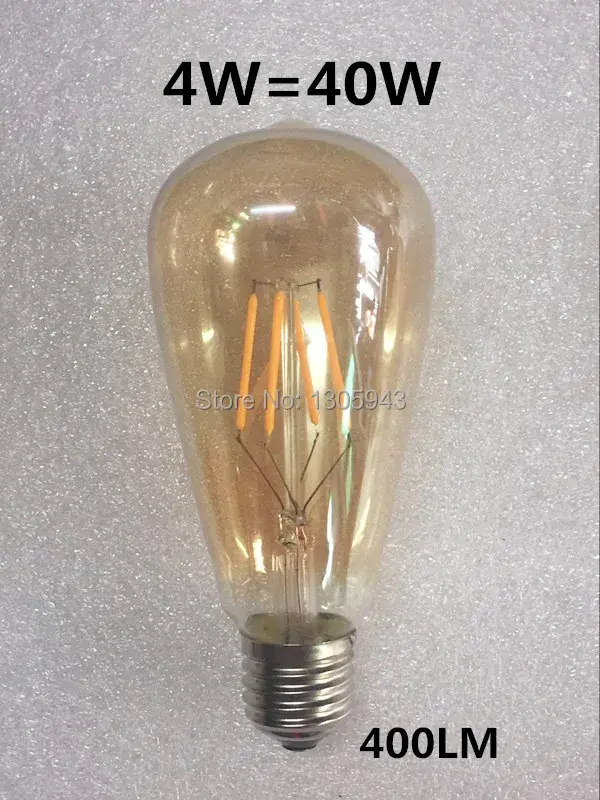 Ampoules LED à Filament Edison, lumières artistiques dorées ST64 à intensité variable E27 B22 2W 4W 