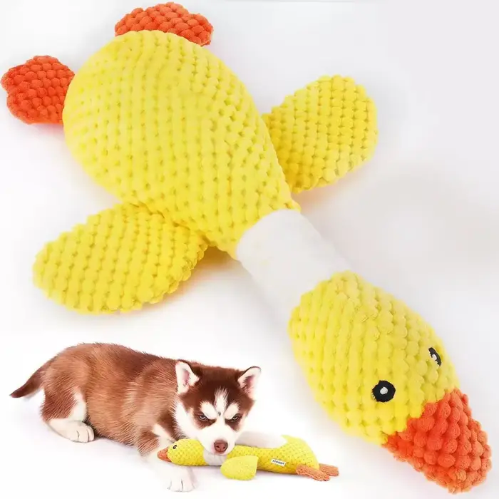 Jouet d'oie bleue en peluche courte pour chiens et chats, double couleur, résistant et sonore, jouets en peluche pour animaux de compagnie