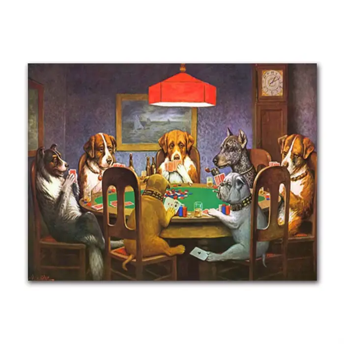 Affiche et impressions d'art amusantes : Chiens jouant au poker, tableau mural, peinture sur toile d