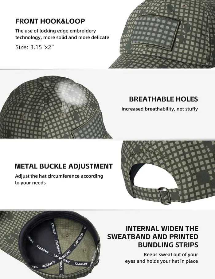 Casquette tactique IDOGEAR unisexe respirante pour chasse et sport - Réglable et absorbante