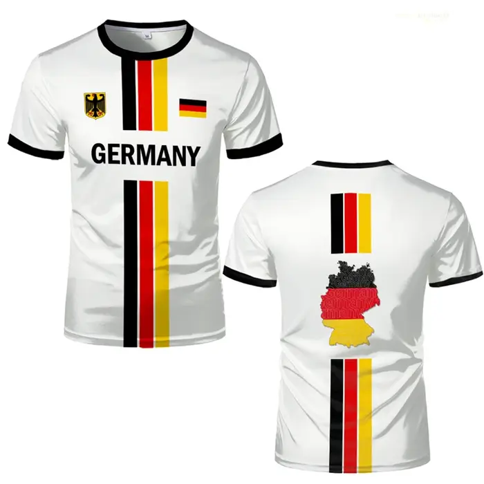 T-shirt de football allemand pour hommes, vêtements à motif drapeau allemand, t-shirts à manches cou