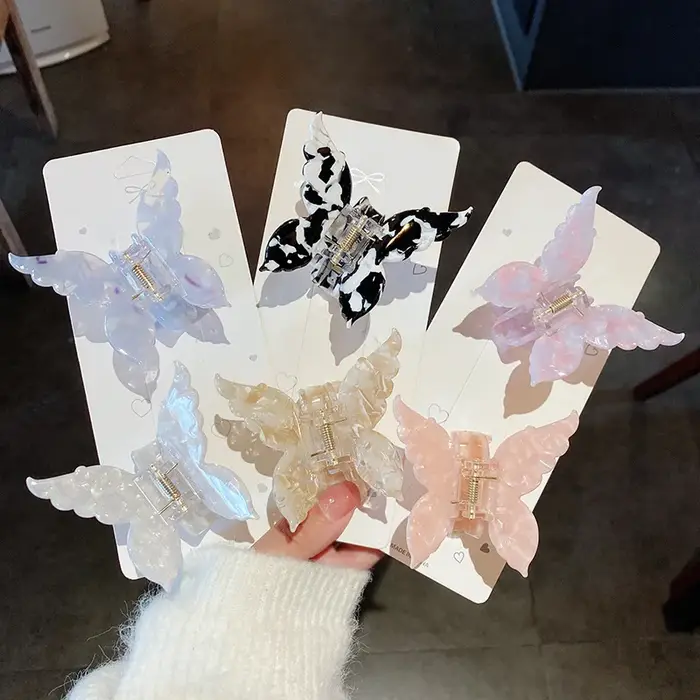 Pince à cheveux en acétate vintage pour femmes et filles, pince à cheveux papillon doux, barrettes e