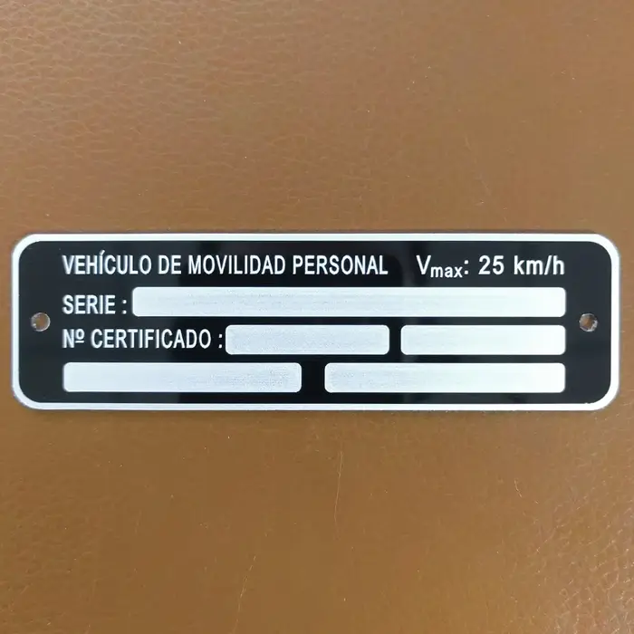 VMP VEHICULO DE MOVILIDAD série personnelle NO CERTIFICADO aluminium Chassic Vin plaque d'immatricul
