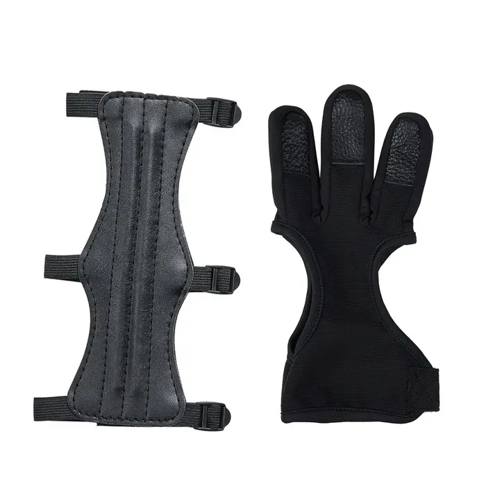 Protecteur de tir à l'arc, en cuir, 3 doigts, pour adulte, gant de sécurité, pour la chasse, gauche 