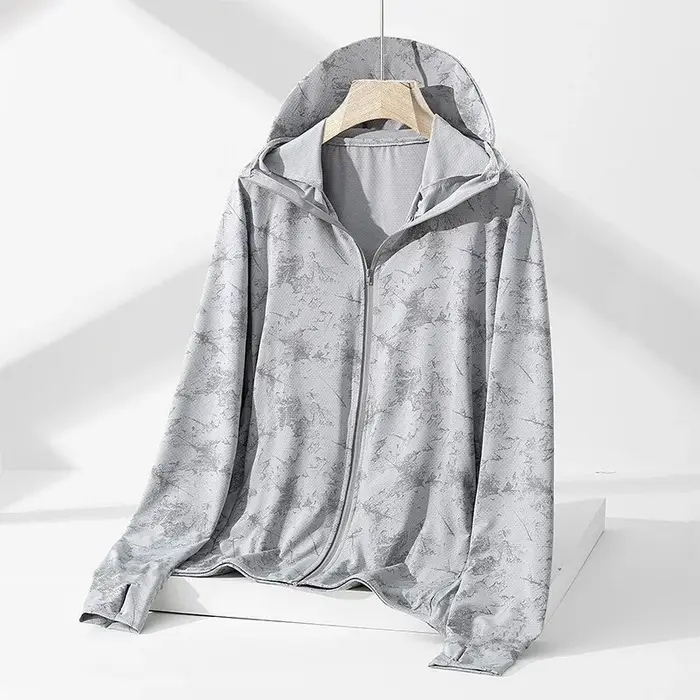 Vêtements de protection solaire pour hommes en été, résistant aux UV, léger, en soie glacée, camoufl