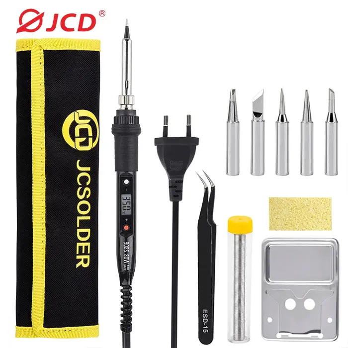 JCD – Kit de fer à souder électrique 80W, température réglable, affichage numérique LCD, 220V/110V, 