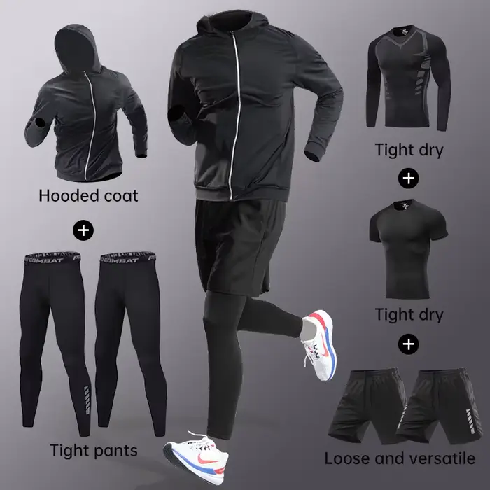 Ensemble de vêtements de fitness à séchage rapide pour hommes, vêtements de course sportifs, entraîn