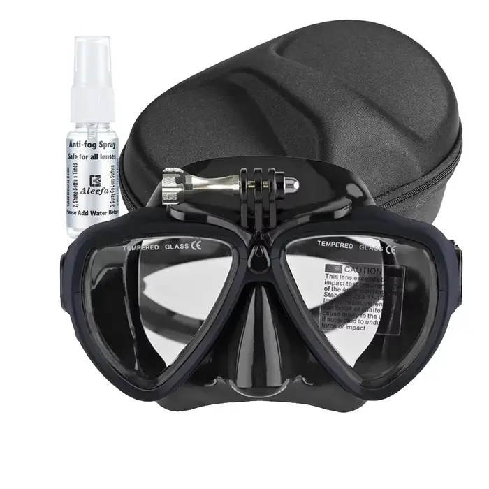 Masque de plongée sous-marine premium pour adulte, avec support de caméra, anti-buée, verre trempé, 