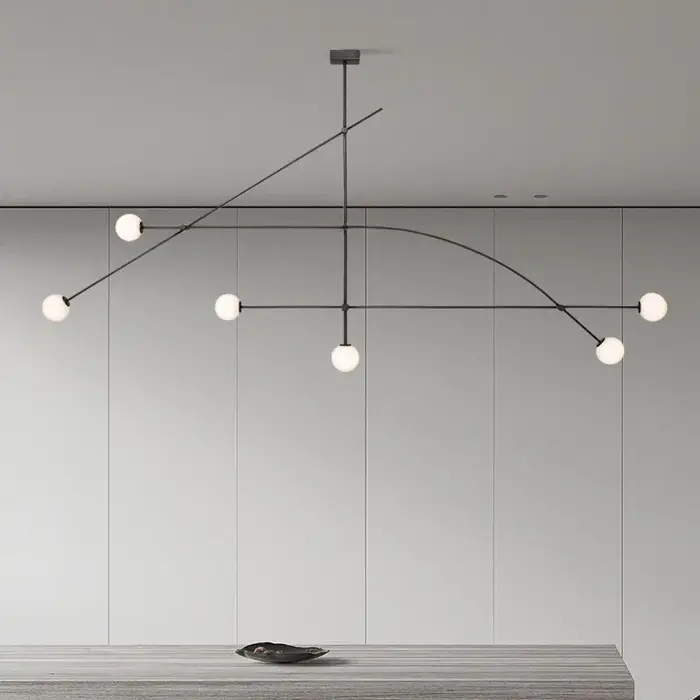 Plafonnier Suspendu Noir au Design Moderne, Luminaire Décoratif d'Nik, Idéal pour un Salon, une Cham