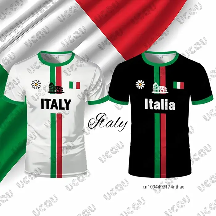 Nouveau Maillot de Football 2026 Imprimé Drapeau Italie pour Hommes et Femmes