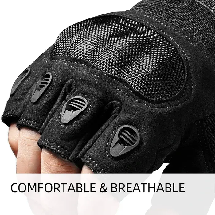 Gants tactiques mi-doigts à jointures dures - Military combat chasse tir airsoft paintball police