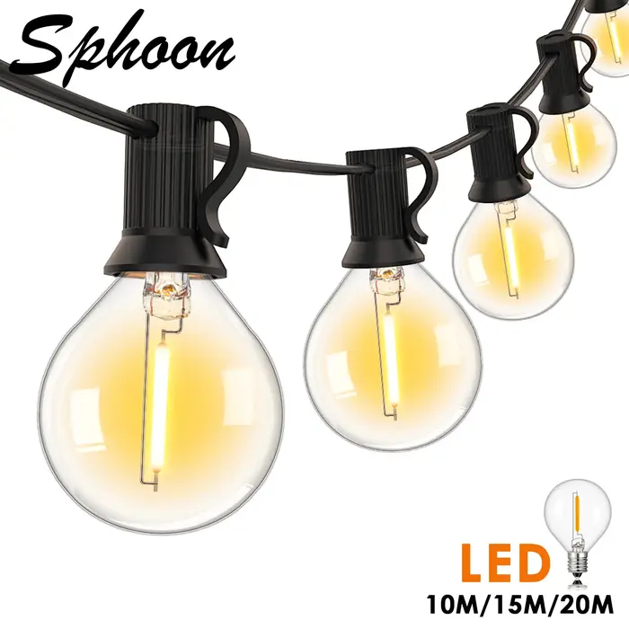 Sphoon Vintage G40 LED guirlandes lumineuses Dimmable étanche Connectable 50FT 65FT guirlande de jar