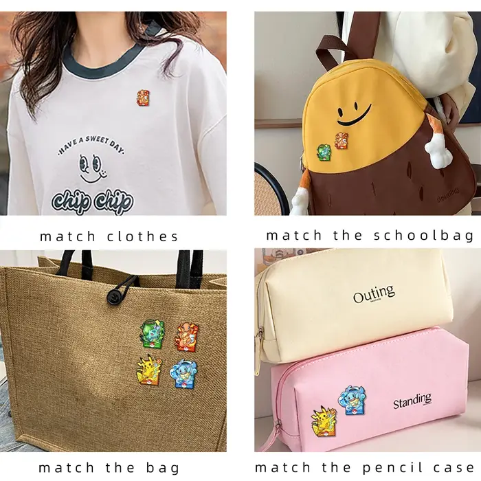 4 épingles en émail Charmander de dessin animé, broches en métal, badges de revers pour sacs à dos, 