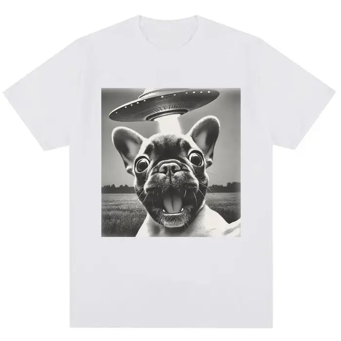 Bouledogue français UFO drôle Meme graphique T-shirt Vintage mode femmes à manches courtes surdimensionné été t-shirts Streetwear personnalité