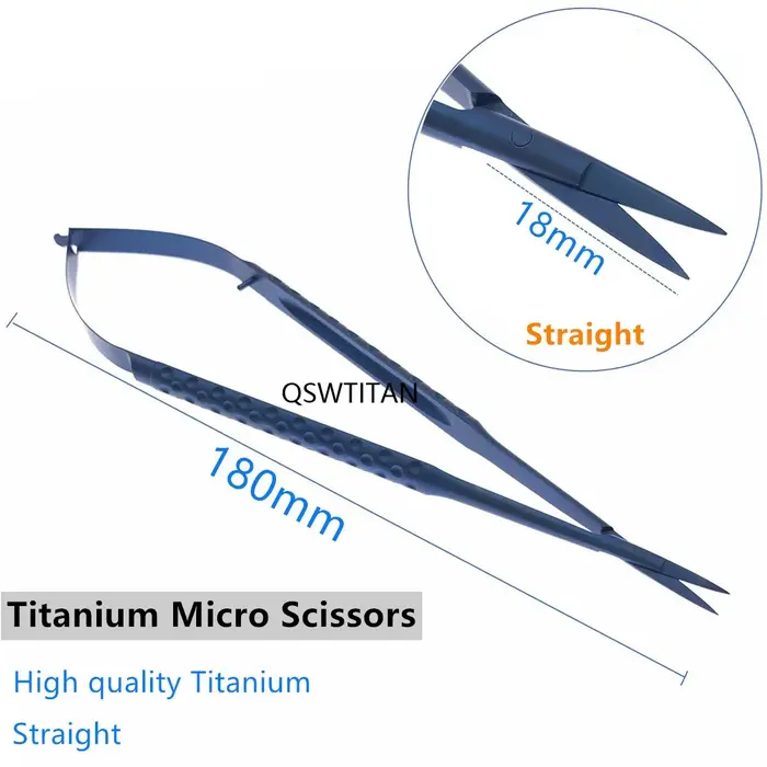 Micro ciseaux en titane, 18cm, instruments de microchirurgie ophtalmique