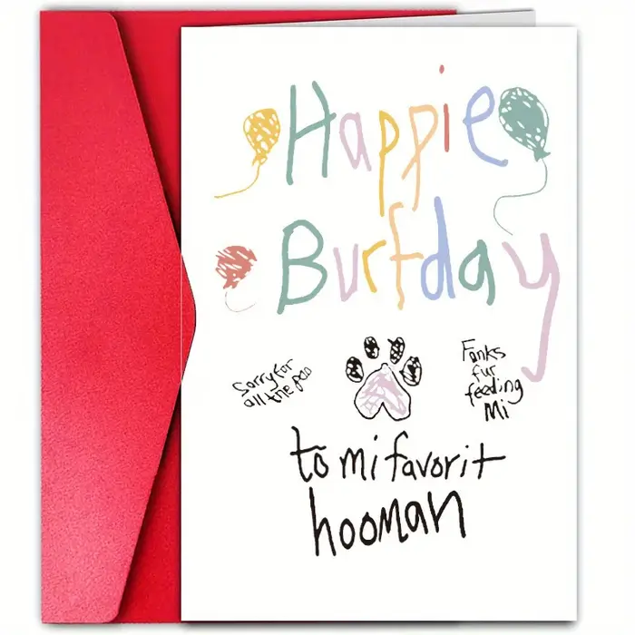 Carte d'anniversaire amusante pour propriétaire de chien, avec motif de patte d'animal, carte de vœu