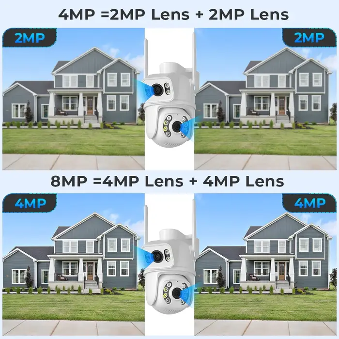 Caméra surveillance extérieure 4K 8MP iCSee PTZ WiFi double objectif double écran détection humaine IA