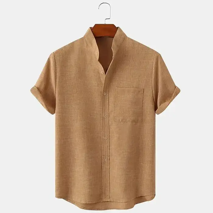FEGKZLI Chemise en lin 100% coton à manches courtes pour hommes Chemises de plage amples surdimensio