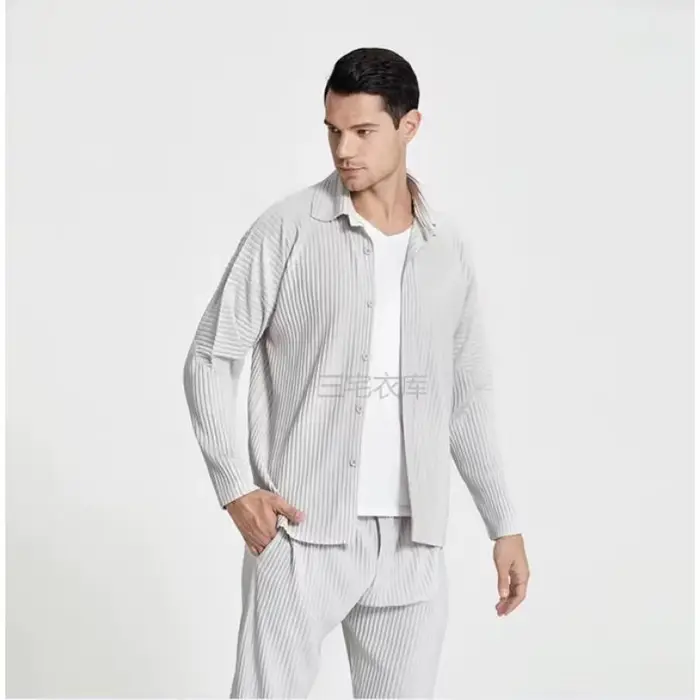 Miyake plissé Plisse chemise hommes 2025 chemise à manches longues sens musculaire haut veste printe