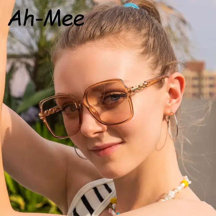 Lunettes de soleil femme grand cadre carré - Gradient coloré UV400 - Vélo et outdoor fashion