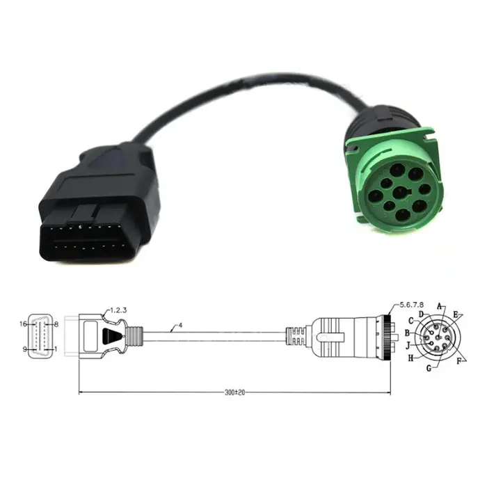 Câble de Diagnostic de Camion OBD2 J1939 OBD 9 Broches à 16 Broches Connecteur Mâle pour CumSERVICES