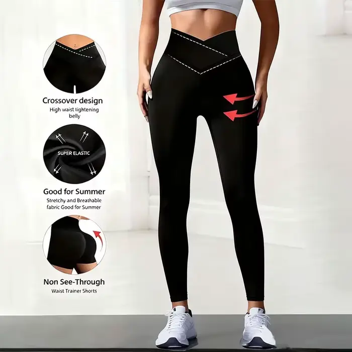 Pantalon de sport taille croisée sur le devant