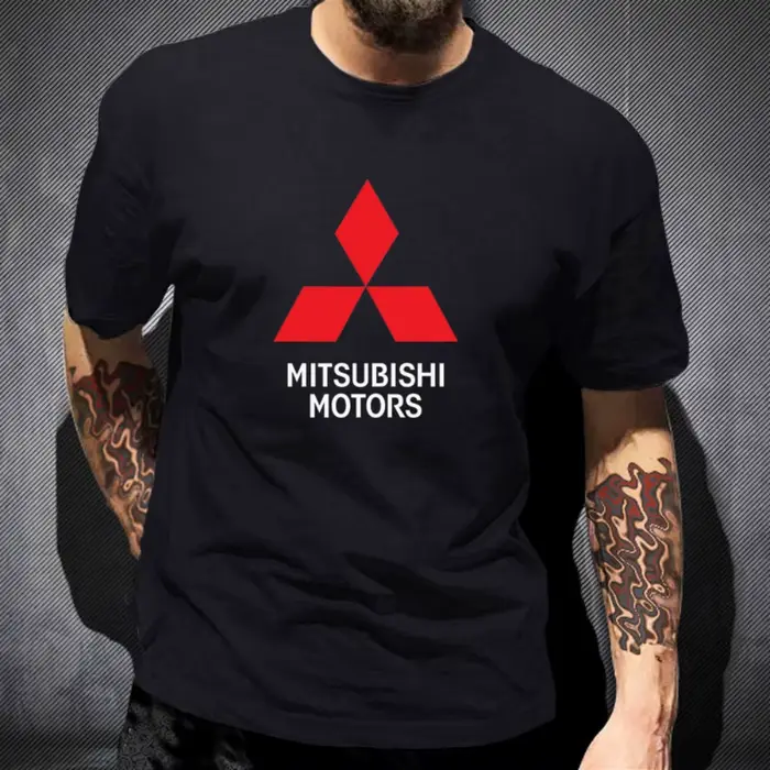 T-shirt imprimé avec le logo Mitsubishi Motors, haut tendance à manches courtes en 100% pur coton po