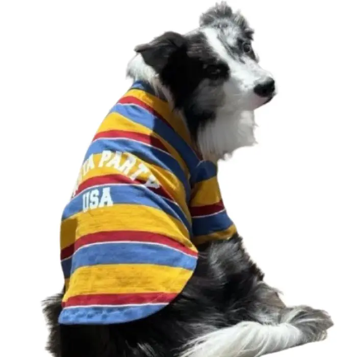 Gilet à rayures pour chien de grande taille, confortable, doux, t-shirt d'été pour animaux de compag