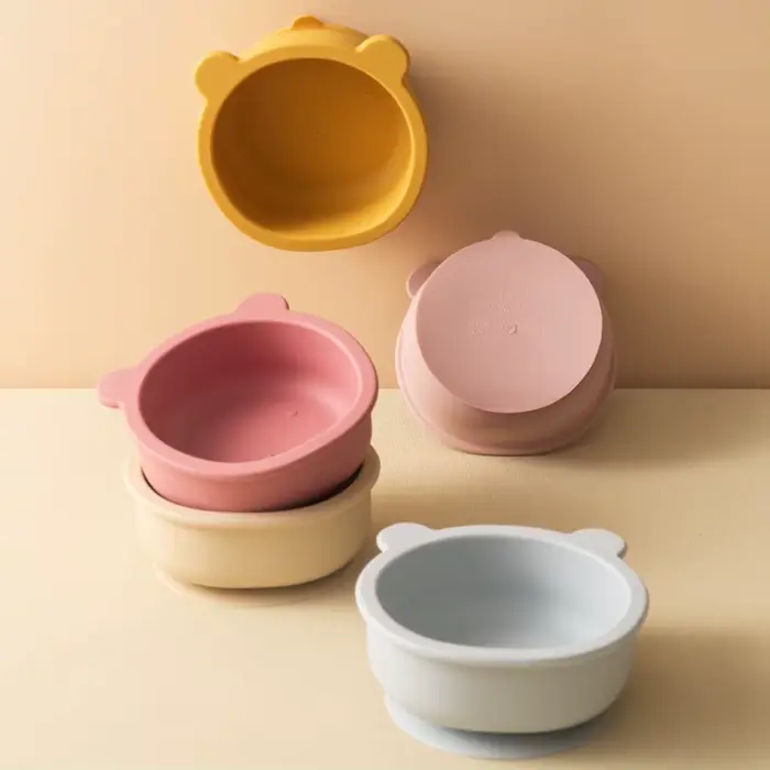 Vaisselle en Silicone pour bébé, ensemble de dîner à aspiration, formation à l'alimentation, article