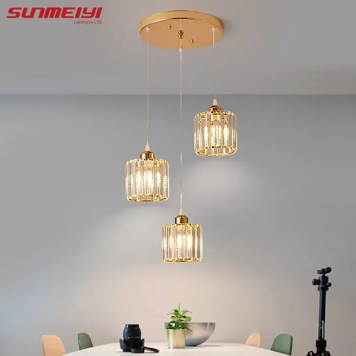 Lampes suspendues de luxe cristal Led plafond rond carré abat-jour moderne salle à manger suspension