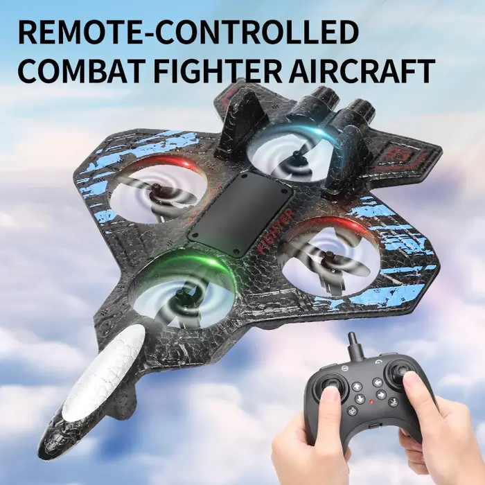 Avion de combat télécommandé en mousse avec figures acrobatiques et lumières colorées pour adolescents et adultes occasions spéciales