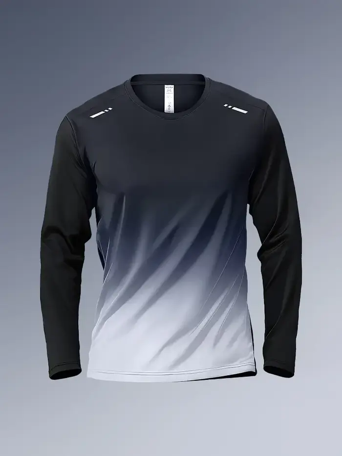 T-shirt à manches longues pour hommes, vêtements de Fitness, printemps-automne, vêtements à séchage 