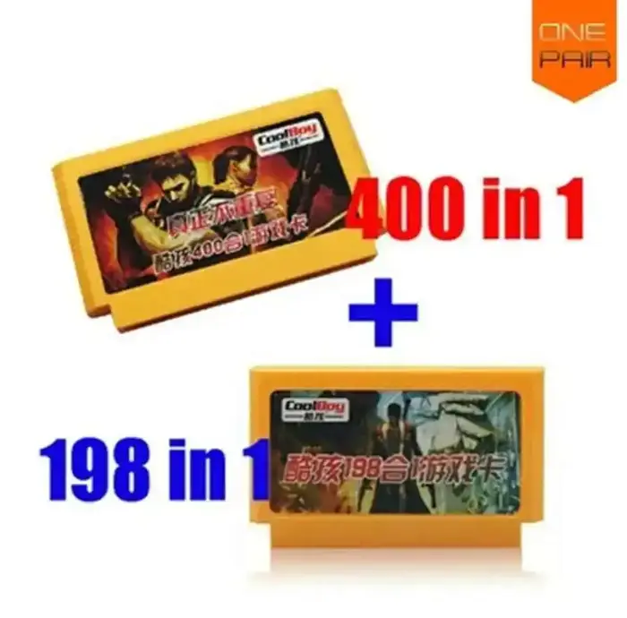 Nouveau cartouche de jeu 8 bits carte de jeu classique une paire offre spéciale-400 en 1 + 198 en 1 
