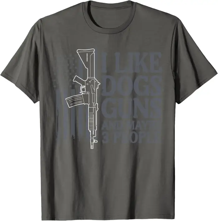 J'aime les chiens pistolets et peut-être 3 personnes drapeau américain graphique T-Shirt décontracté