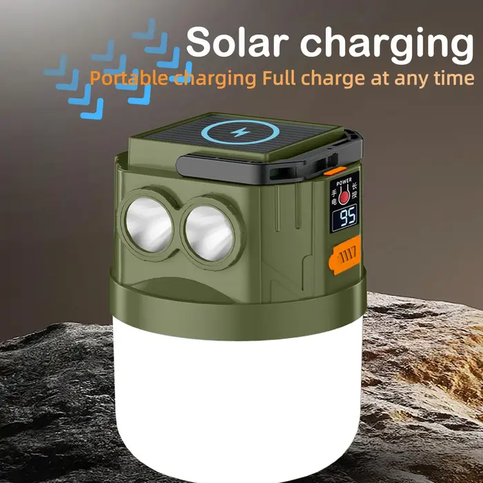 USB charge LED intégré double lumière 3 entrejambe réglable boule solaire Camping lumière veilleuse 