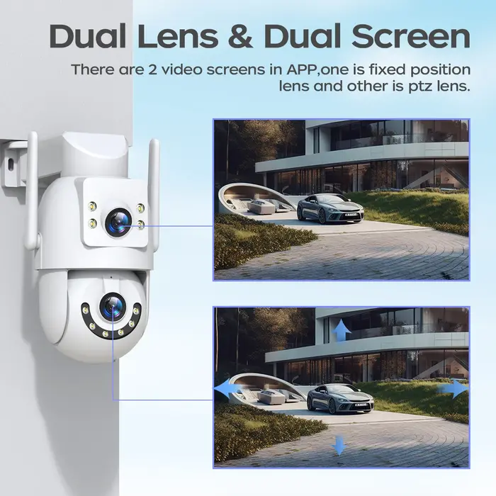 Caméra de surveillance extérieure 4K PTZ JOOAN 5G WiFi - Double objectif 4MP avec suivi automatique
