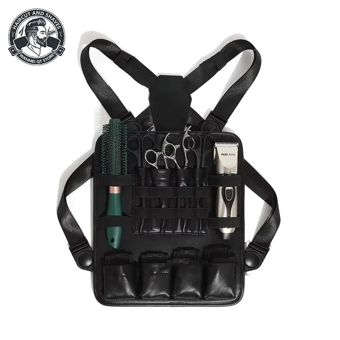 Kit d'outils multifonctionnels pour barbier professionnel, avec bandoulière, sac de poitrine, ciseau
