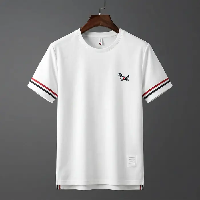 T-shirt d'été de luxe pour homme, col rond, broderie de marque, motif chien, manches courtes, hauts 