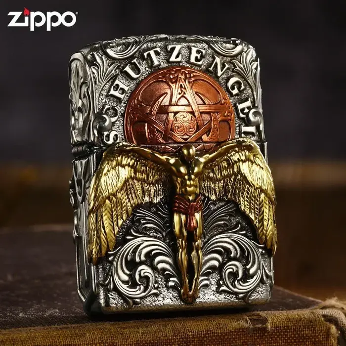Briquet zippo collection coupe-vent ange gardien blindé dans une boîte