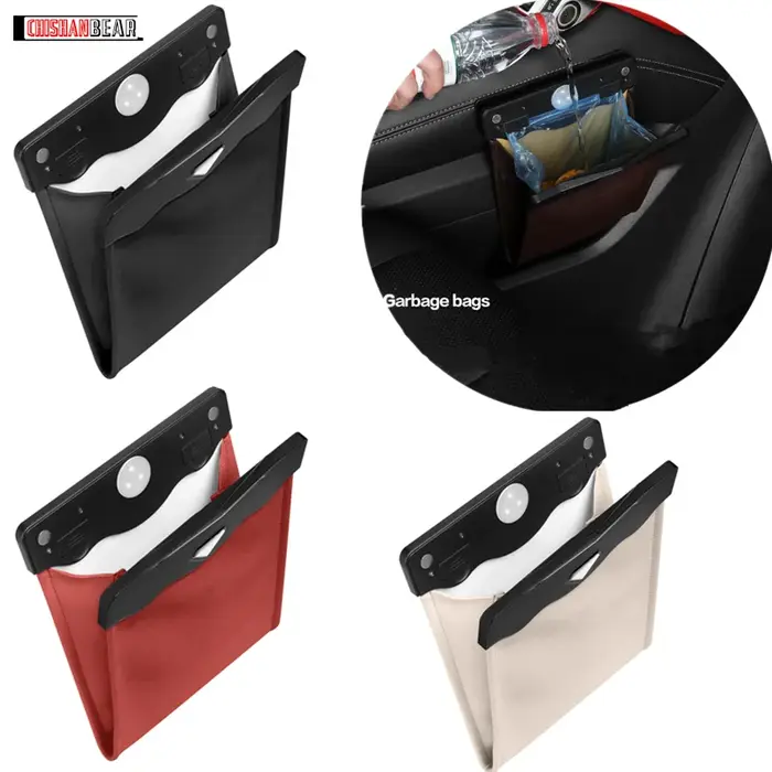 Poubelle de rangement pliable pour voiture, sac poubelle pour copilote, fournitures de rangement et 