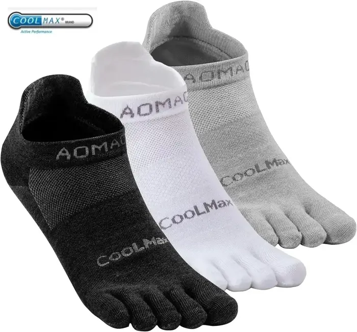 Chaussettes cinq doigts homme femme sport Coolmax respirantes séchage rapide course 3 paires