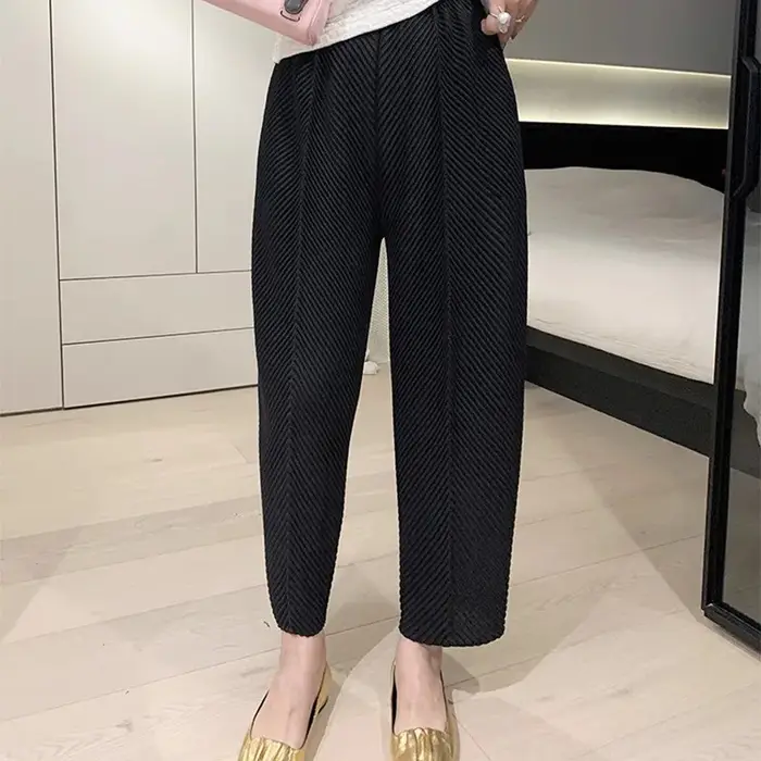 Pantalon en écailles de poisson plié, pantalon radis ample et décontracté, pantalon Harlan à petite 