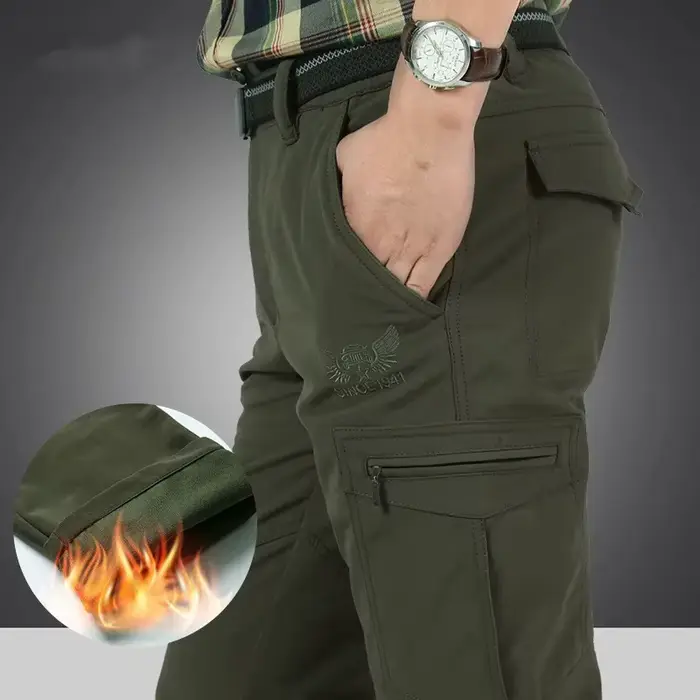 Pantalon cargo hiver homme polaire épais chasse imperméable peau de requin tailles M-4XL