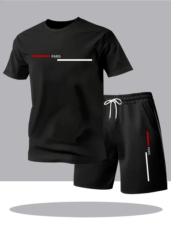 Nouvel ensemble de vêtements de sport pour hommes, short et t-shirt décontractés, respirant, moderne
